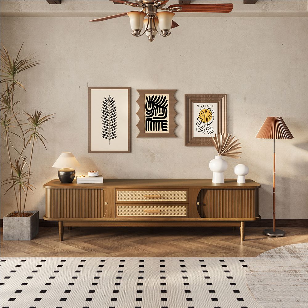 Solara 200 cm Woven Rattan Media Console - Exclusivia