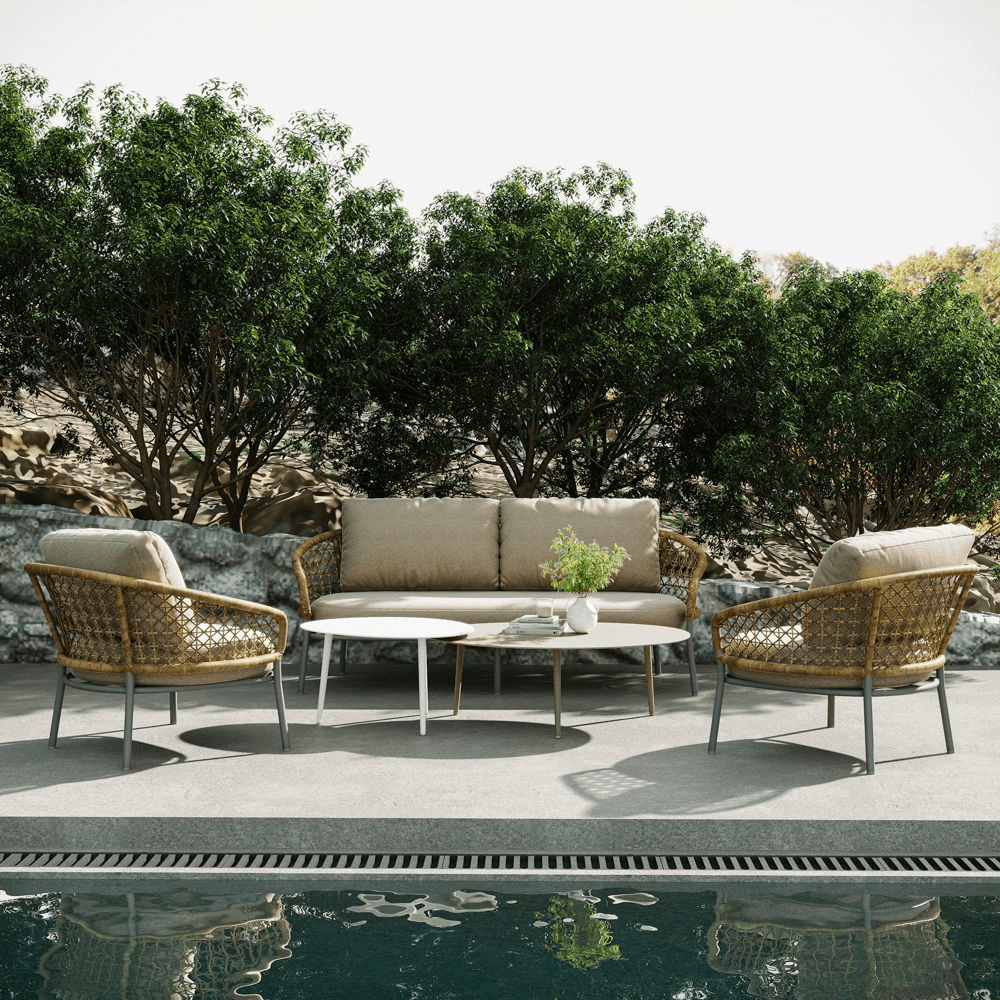 Solara Outdoor Lounge Chair Set — Khaki & Brown (Set of 2) - Exclusivia