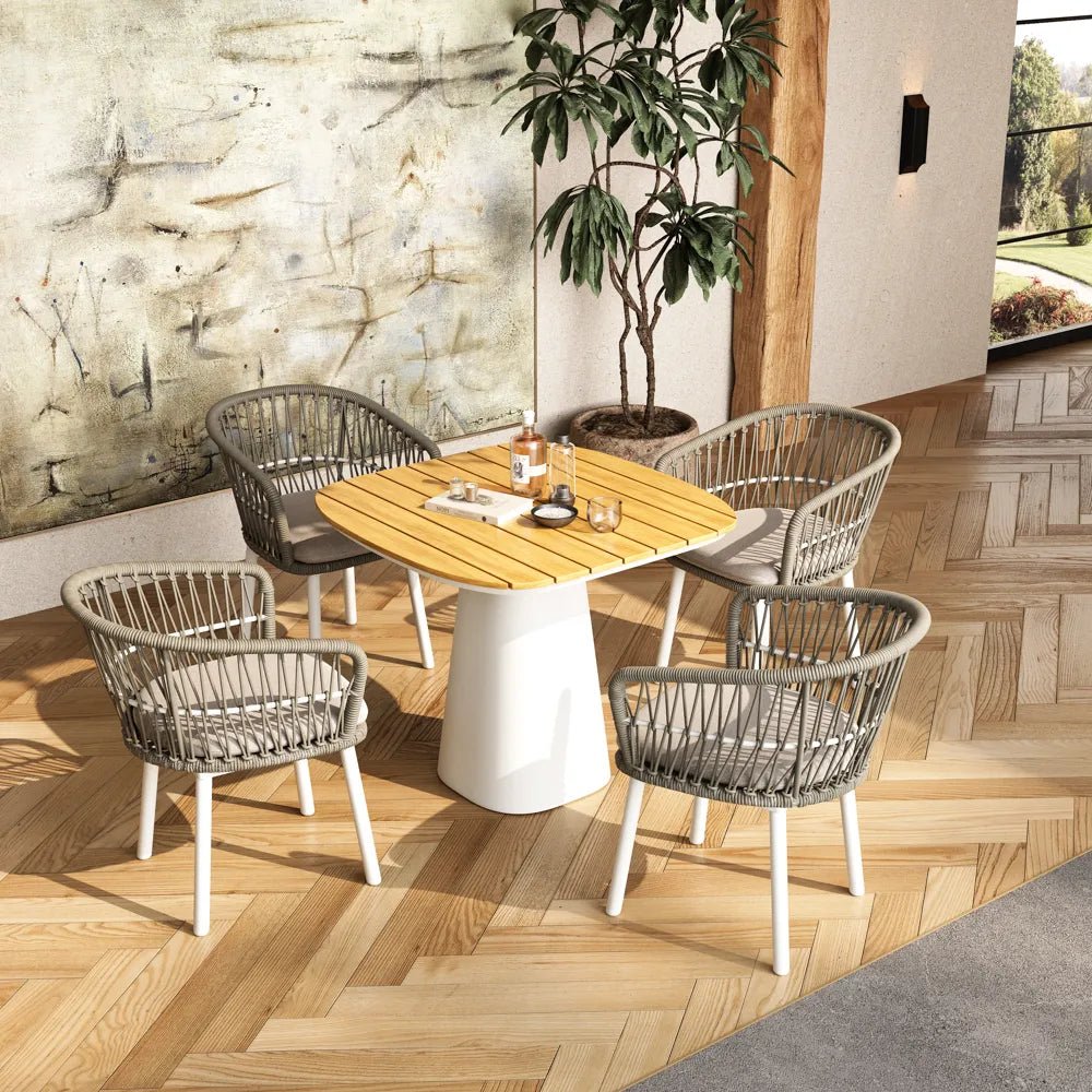 Solara – Set of 4 Modern Gray Wicker Outdoor Dining Chairs - Exclusivia