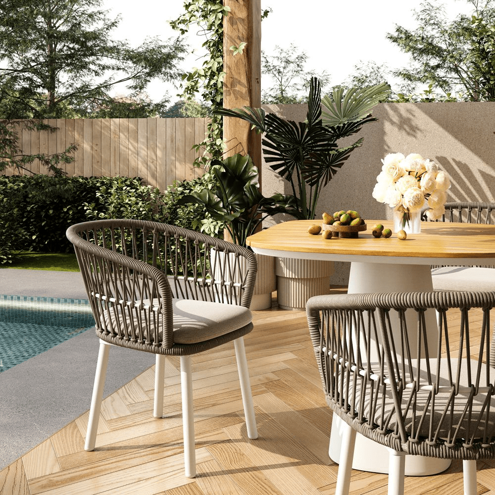 Solara – Set of 4 Modern Gray Wicker Outdoor Dining Chairs - Exclusivia