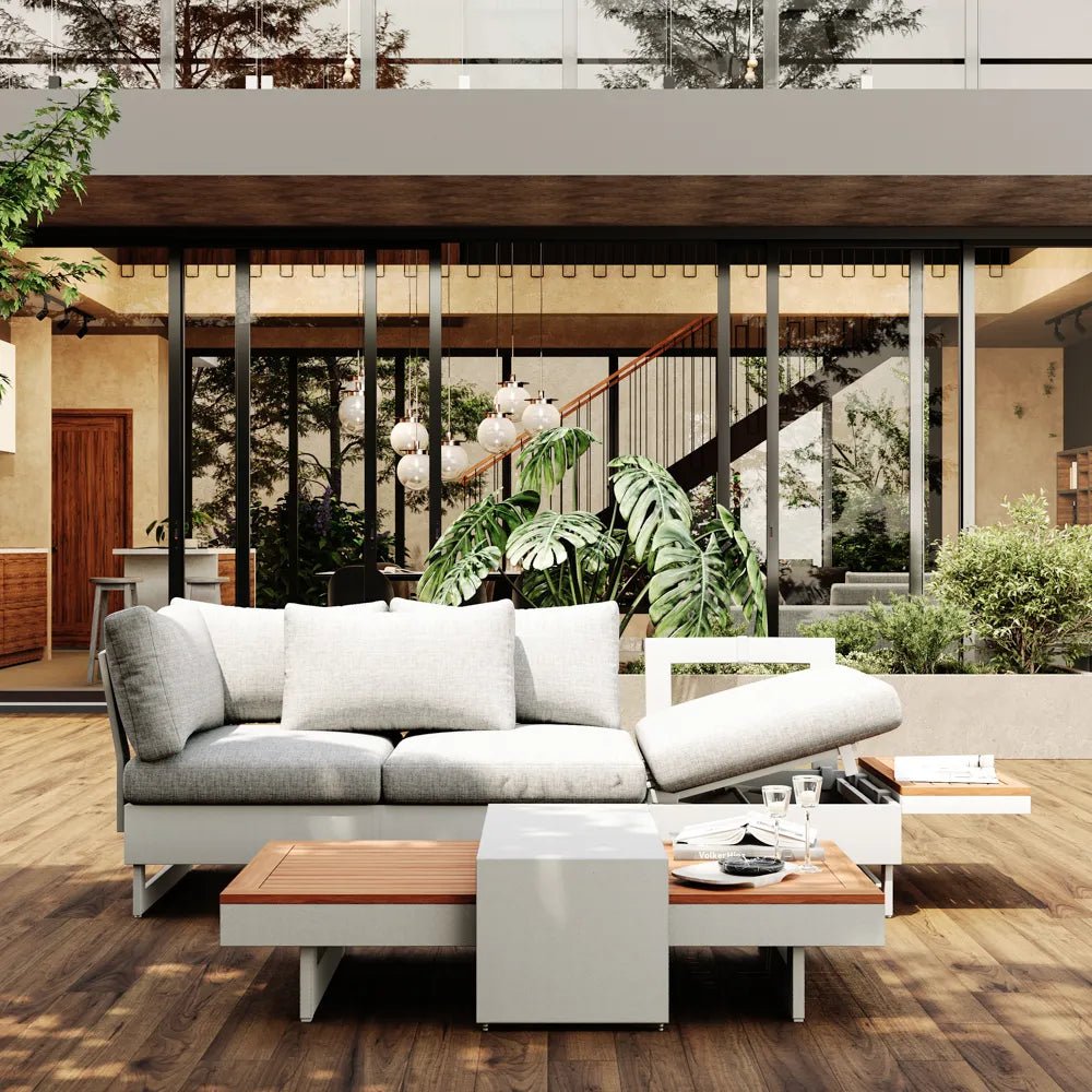 Solterra 245 cm Outdoor Reclining Sofa with Side Table - Exclusivia