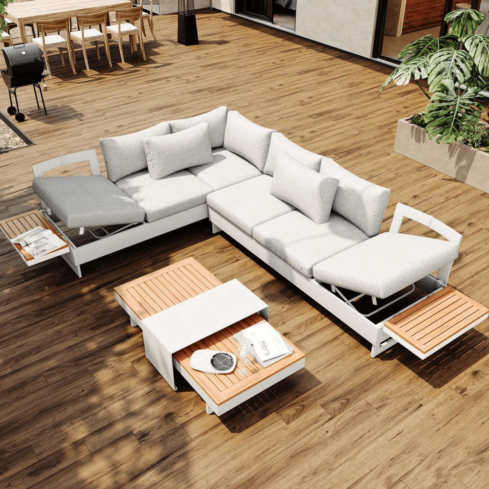 Solterra 245 cm Outdoor Reclining Sofa with Side Table - Exclusivia