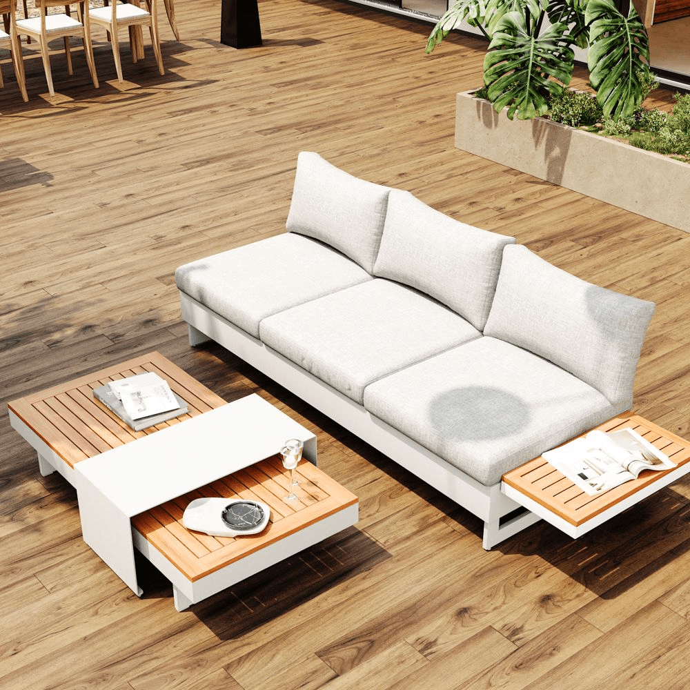 Solterra 245 cm Outdoor Reclining Sofa with Side Table - Exclusivia