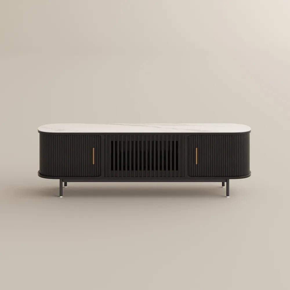 Solvra 180 cm Mid - Century Tambour Door TV Stand - Exclusivia