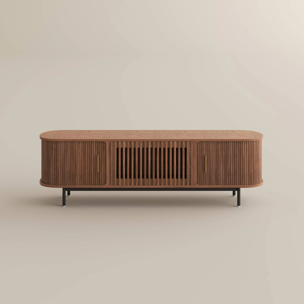 Solvra 180 cm Mid - Century Tambour Door TV Stand - Exclusivia