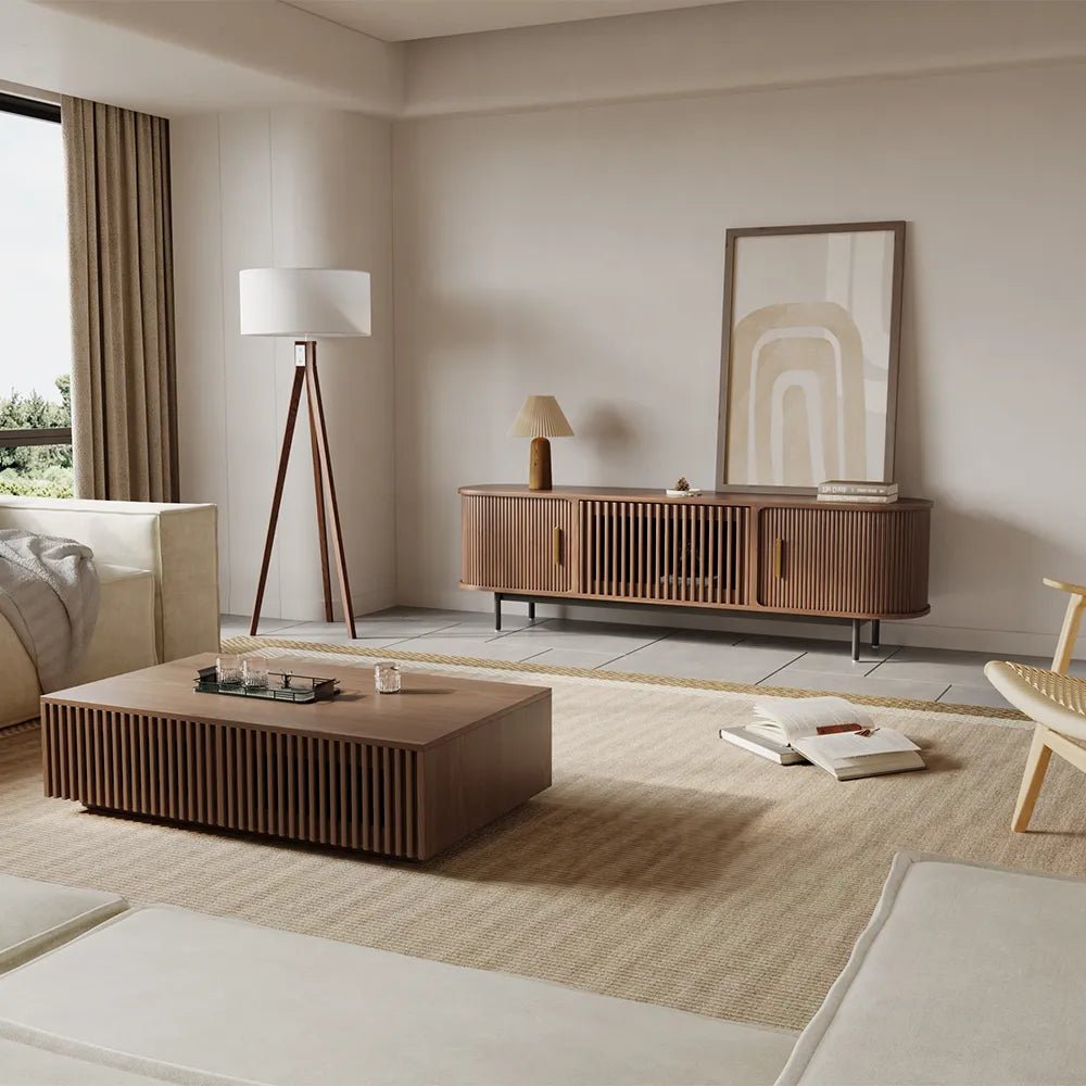 Solvra 180 cm Mid - Century Tambour Door TV Stand - Exclusivia