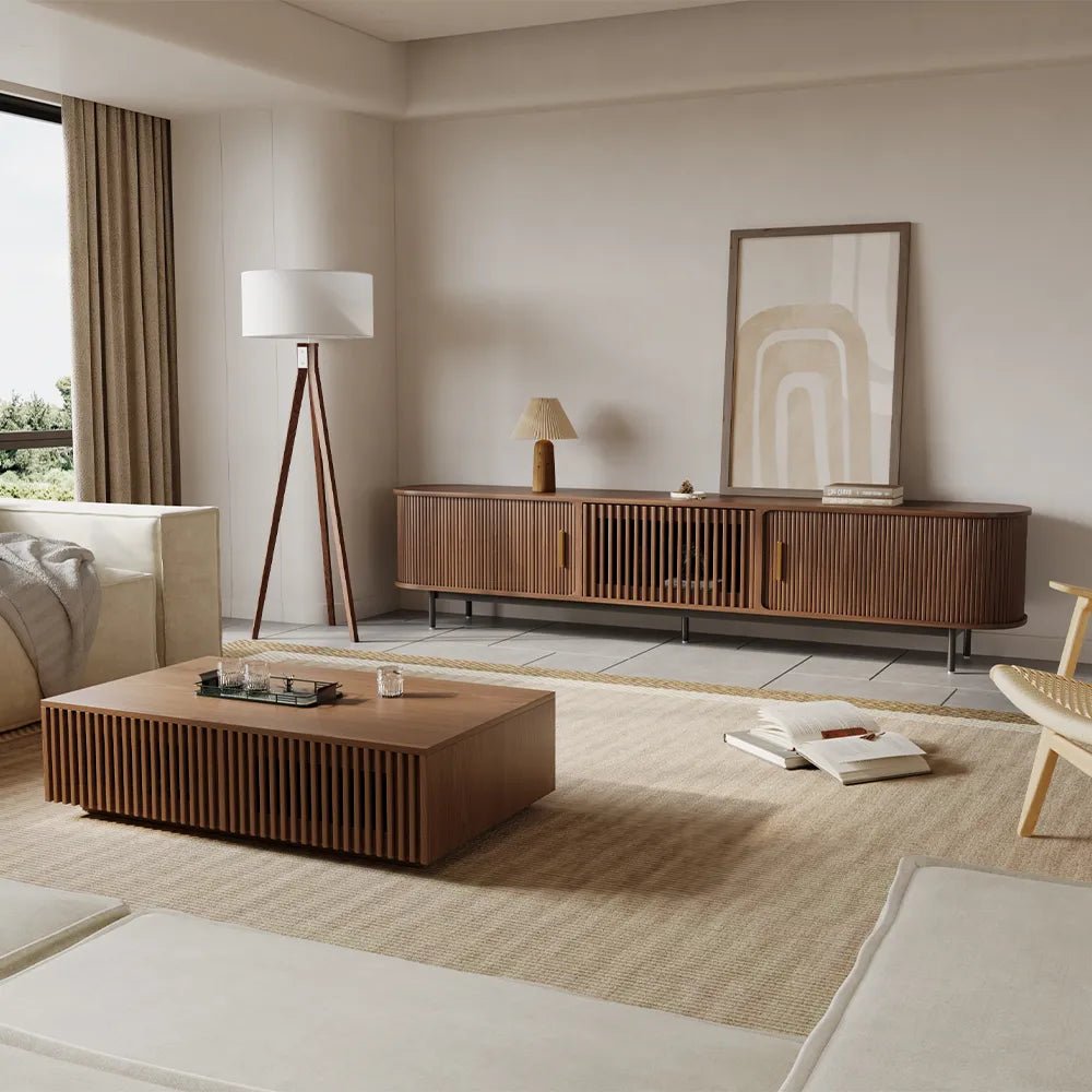 Solvra 180 cm Mid - Century Tambour Door TV Stand - Exclusivia