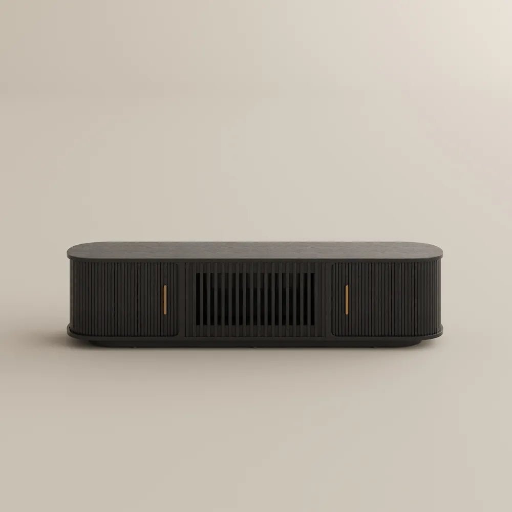 Solvra 180 cm Mid - Century Tambour Door TV Stand - Exclusivia