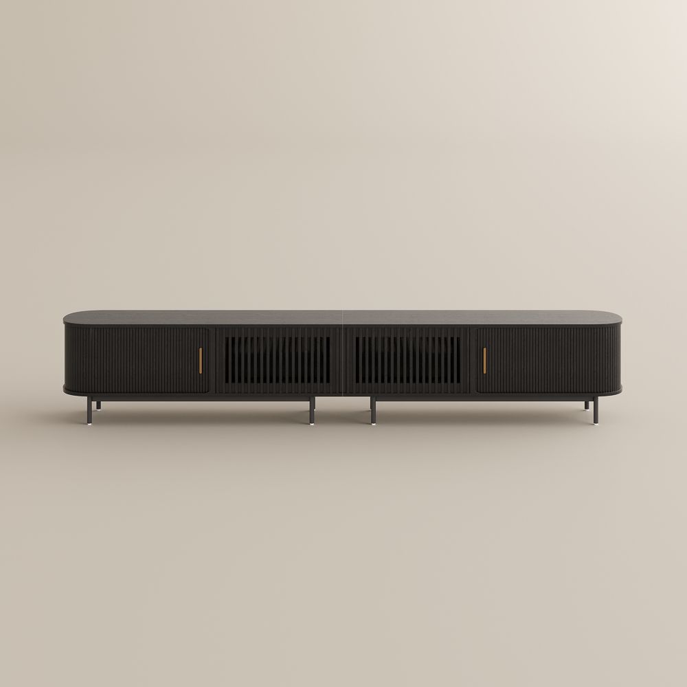 Solvra Mid - Century Tambour Door TV Stand - Exclusivia