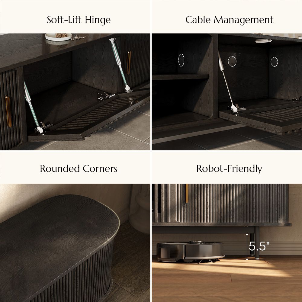 Solvra Mid - Century Tambour Door TV Stand - Exclusivia