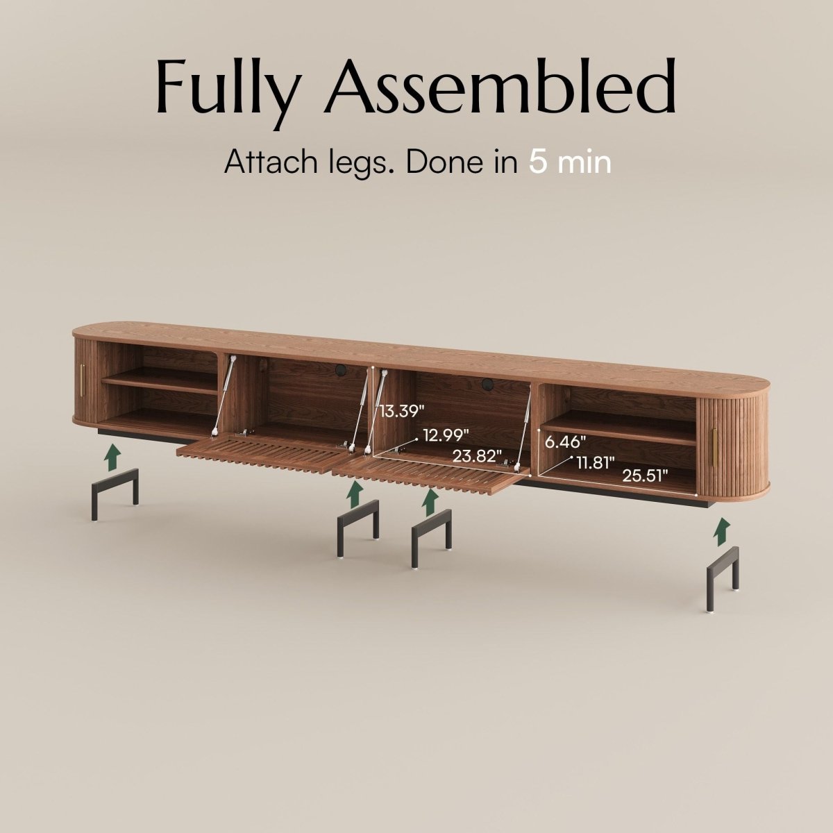 Solvra Mid - Century Tambour Door TV Stand - Exclusivia