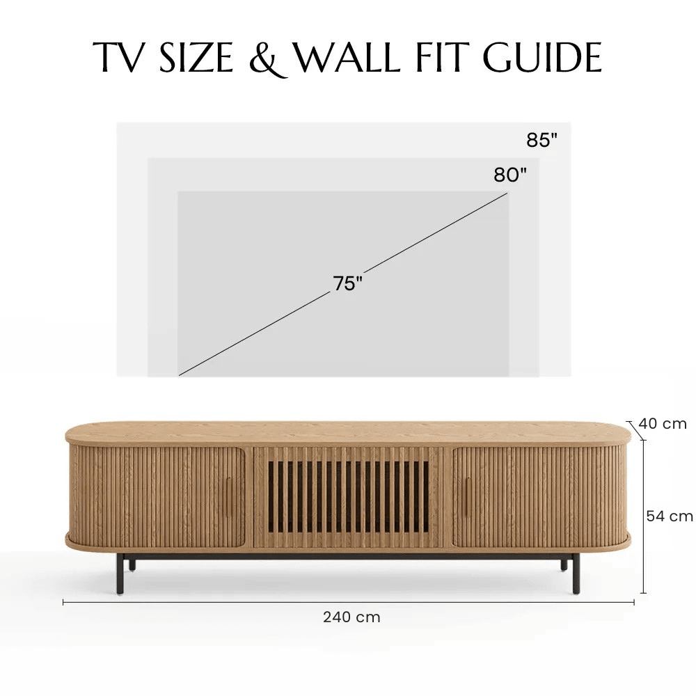 Solvra Mid - Century Tambour Door TV Stand - Exclusivia