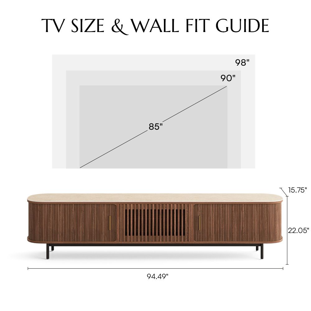 Solvra Mid - Century Tambour Door TV Stand - Exclusivia