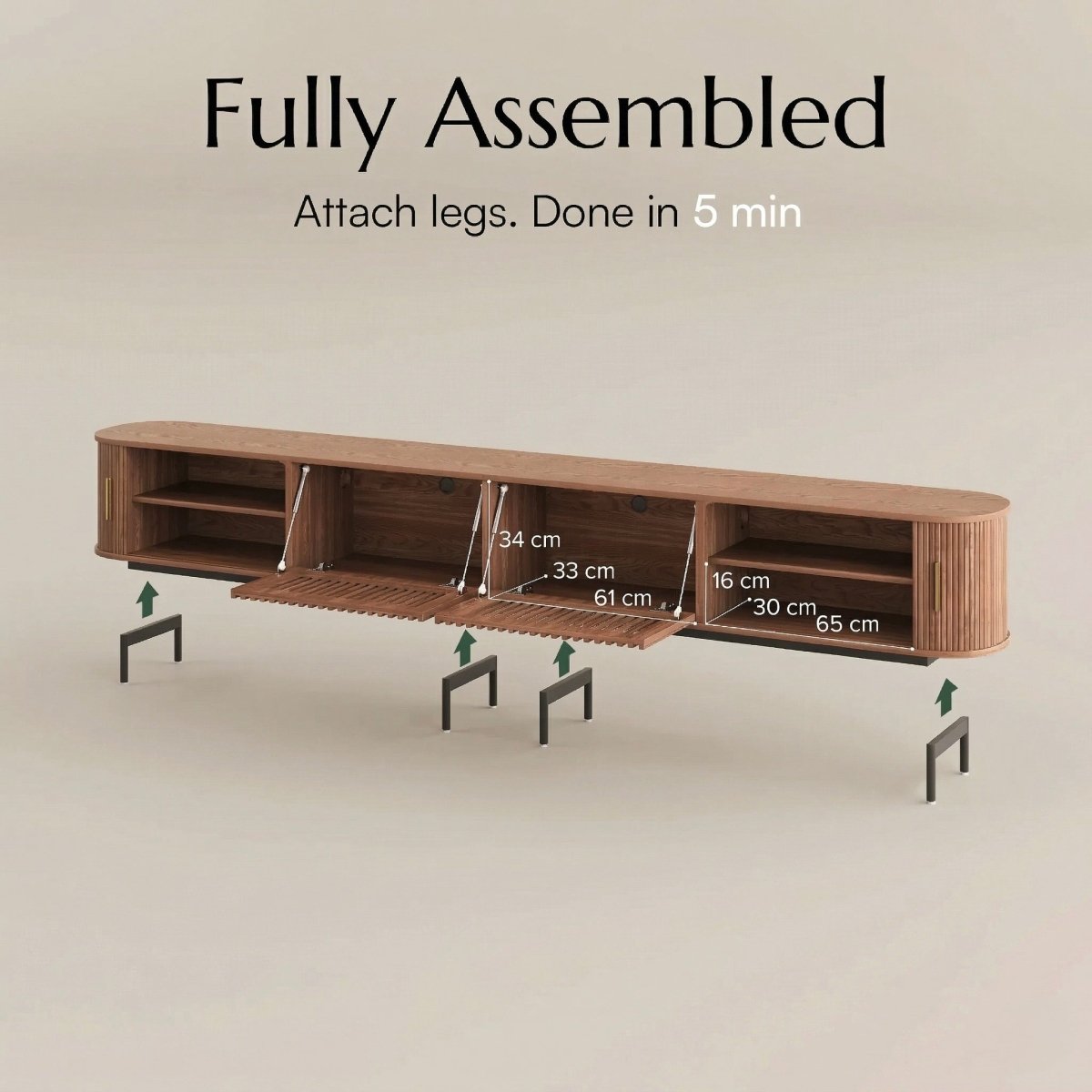 Solvra Mid - Century Tambour Door TV Stand - Exclusivia