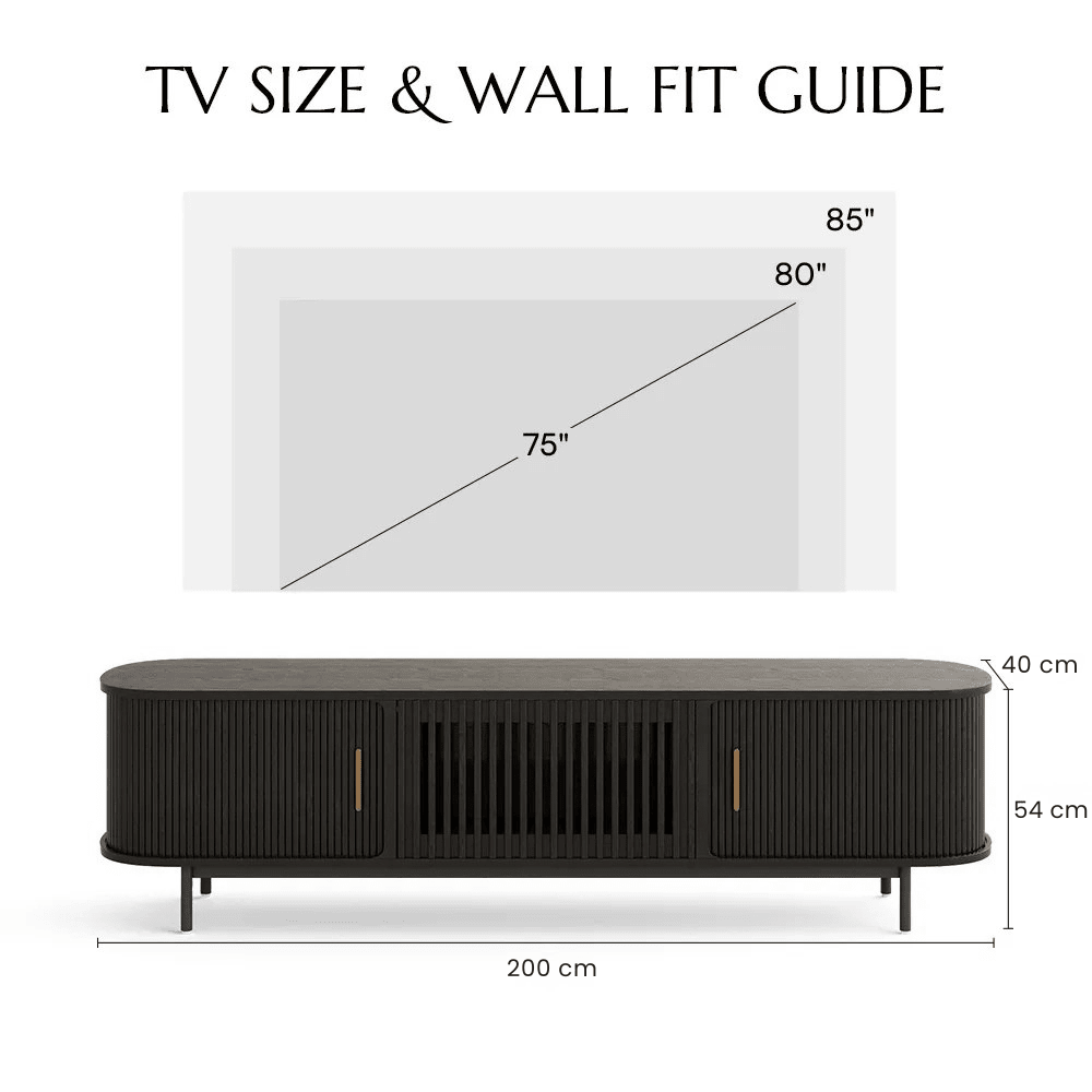 Solvra Mid - Century Tambour Door TV Stand - Exclusivia