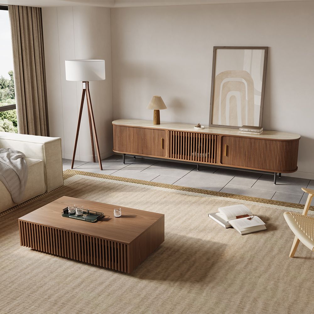 Solvra Mid - Century Tambour Door TV Stand - Exclusivia