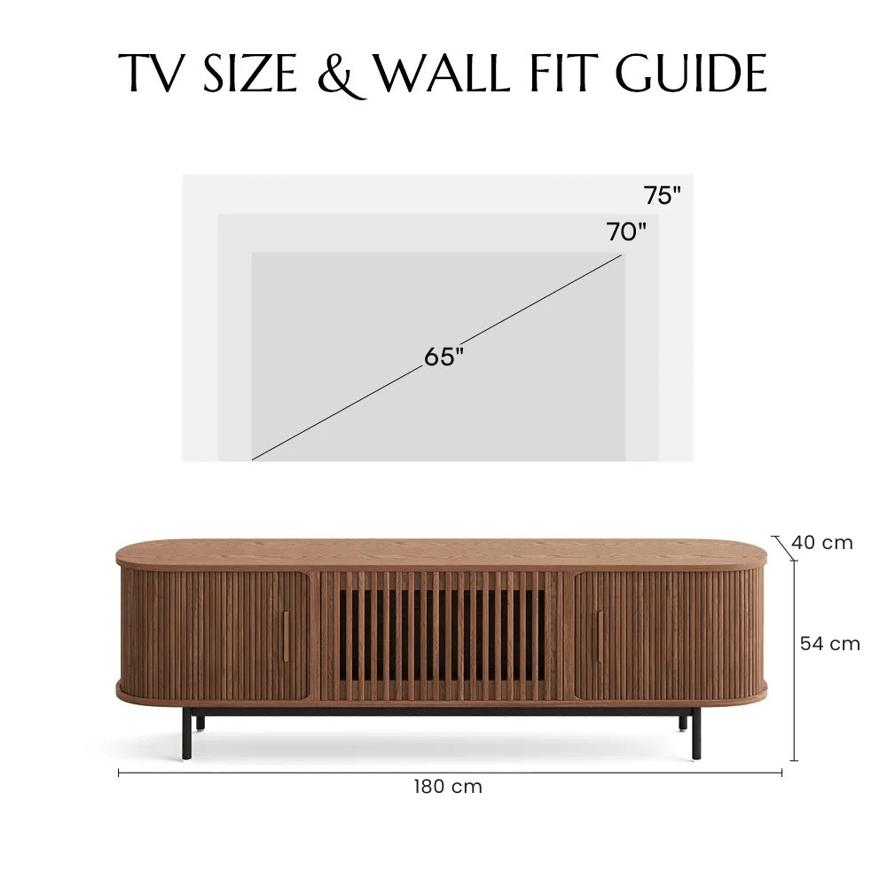 Solvra Mid - Century Tambour Door TV Stand - Exclusivia