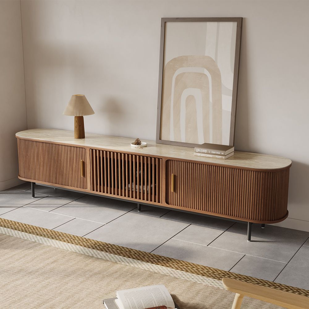 Solvra Mid - Century Tambour Door TV Stand - Exclusivia