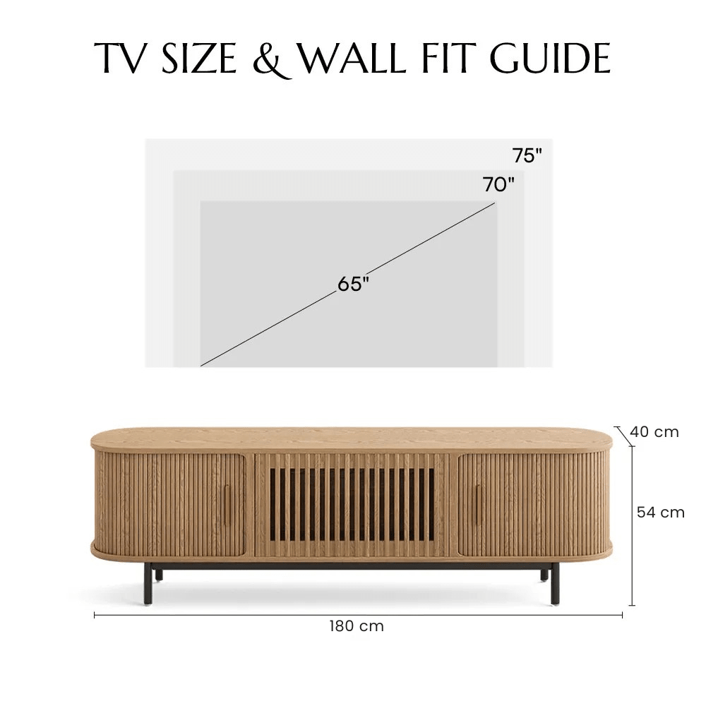Solvra Mid - Century Tambour Door TV Stand - Exclusivia