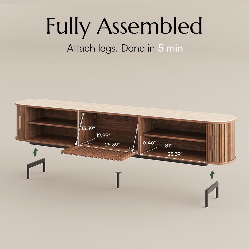 Solvra Mid - Century Tambour Door TV Stand - Exclusivia