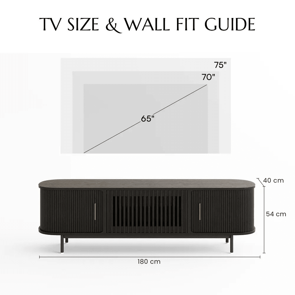 Solvra Mid - Century Tambour Door TV Stand - Exclusivia