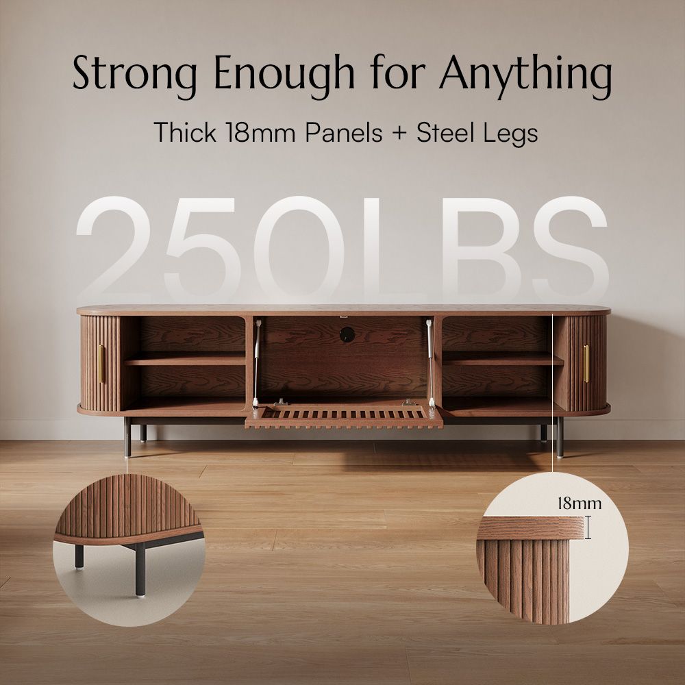 Solvra Mid - Century Tambour Door TV Stand - Exclusivia