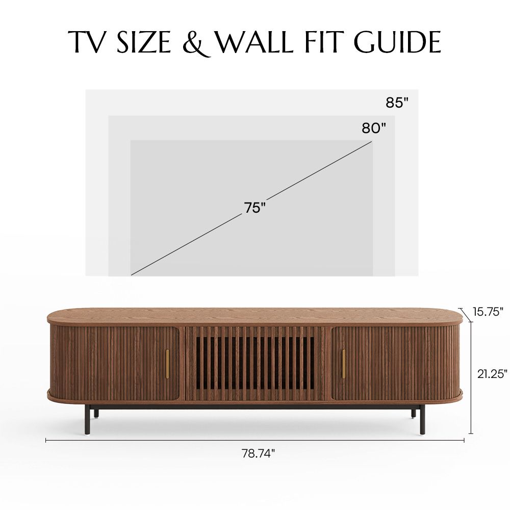 Solvra Mid - Century Tambour Door TV Stand - Exclusivia