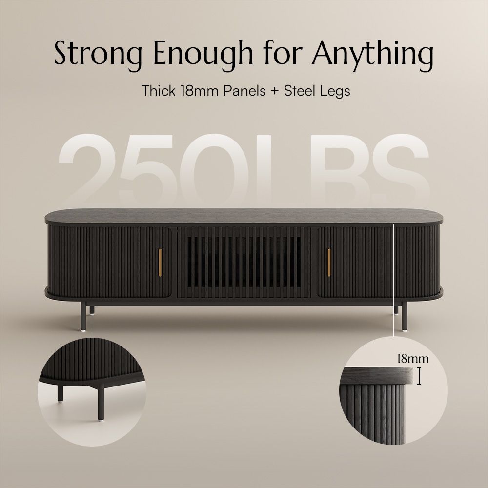 Solvra Mid - Century Tambour Door TV Stand - Exclusivia