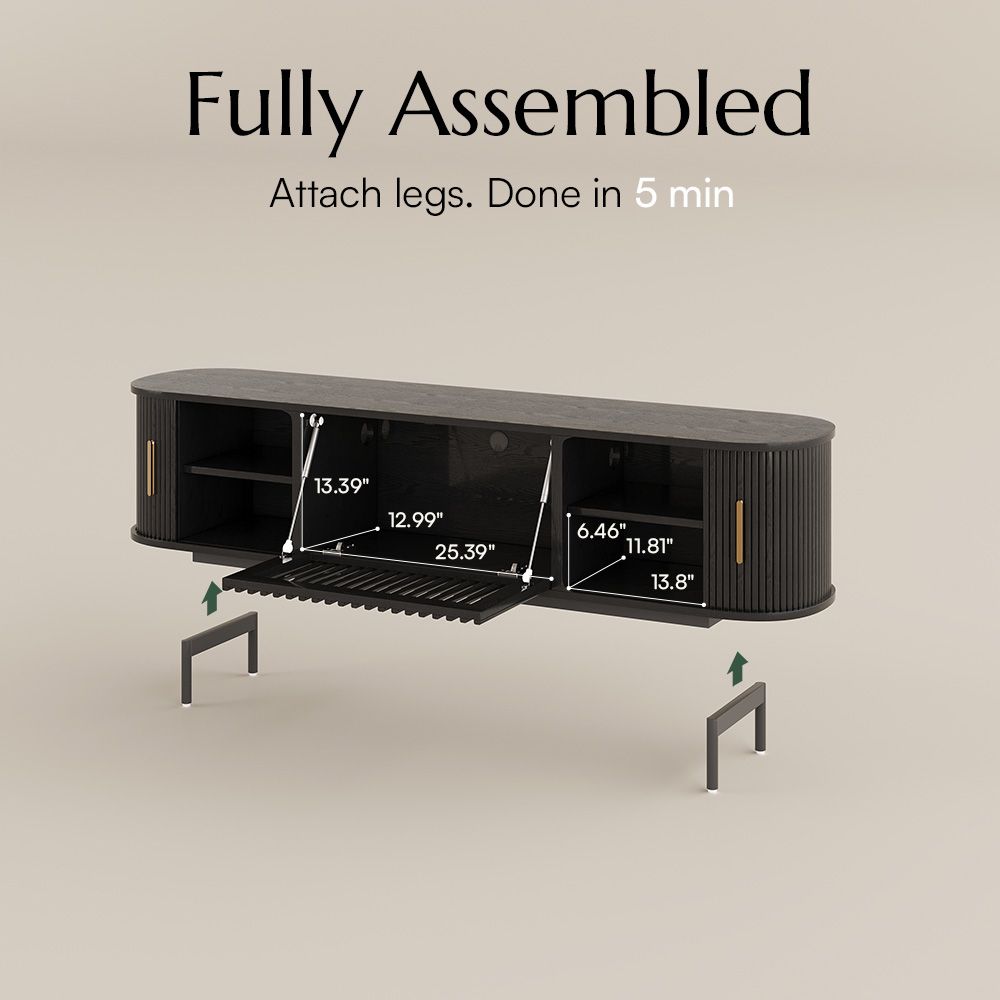 Solvra Mid - Century Tambour Door TV Stand - Exclusivia