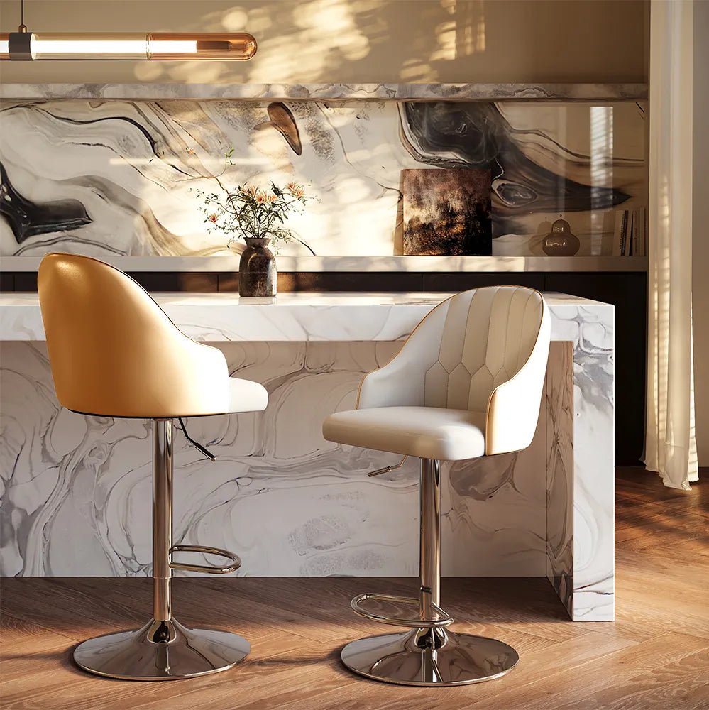 Sorelle Adjustable PU Leather Bar Stools — Set of 2 - Exclusivia