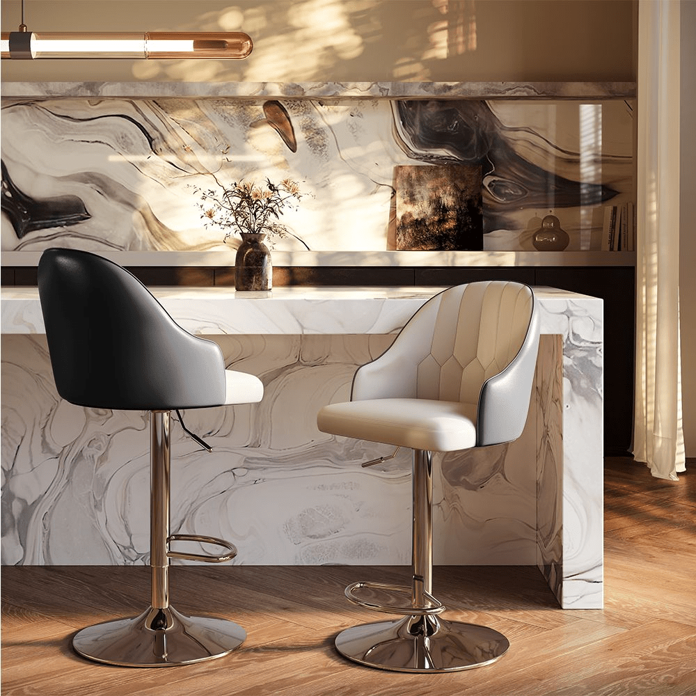 Sorelle Adjustable PU Leather Bar Stools — Set of 2 - Exclusivia