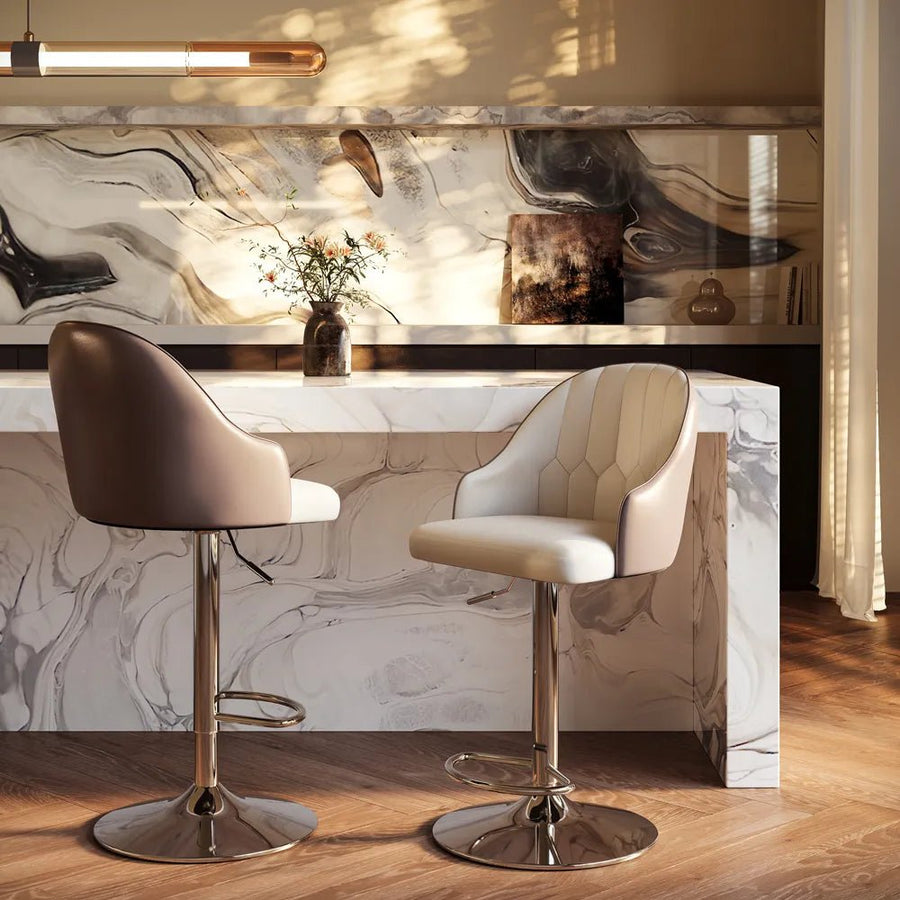 Sorelle Adjustable PU Leather Bar Stools — Set of 2 - Exclusivia