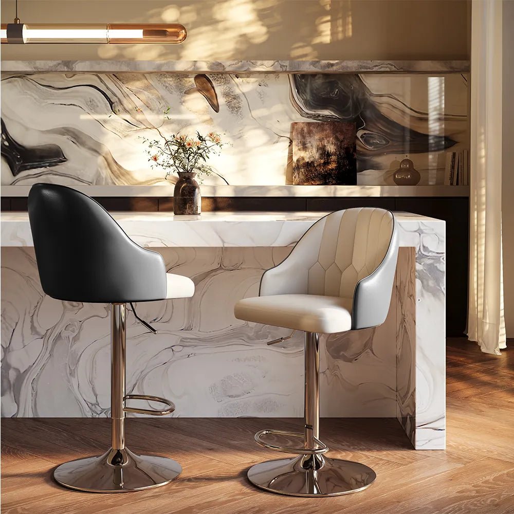 Sorelle Adjustable PU Leather Bar Stools — Set of 2 - Exclusivia