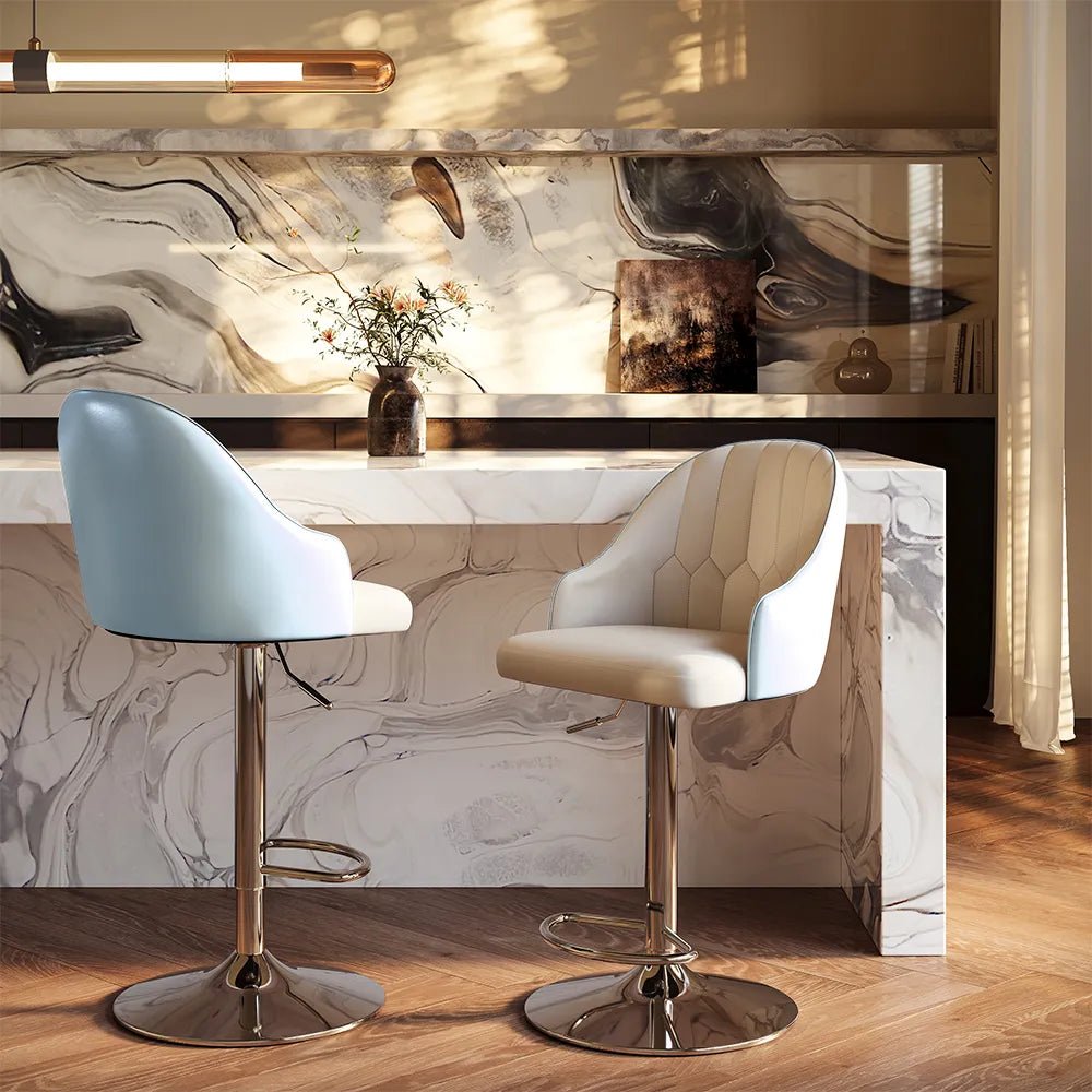 Sorelle Adjustable PU Leather Bar Stools — Set of 2 - Exclusivia