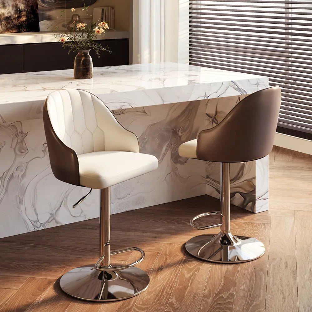 Sorelle Adjustable PU Leather Bar Stools — Set of 2 - Exclusivia