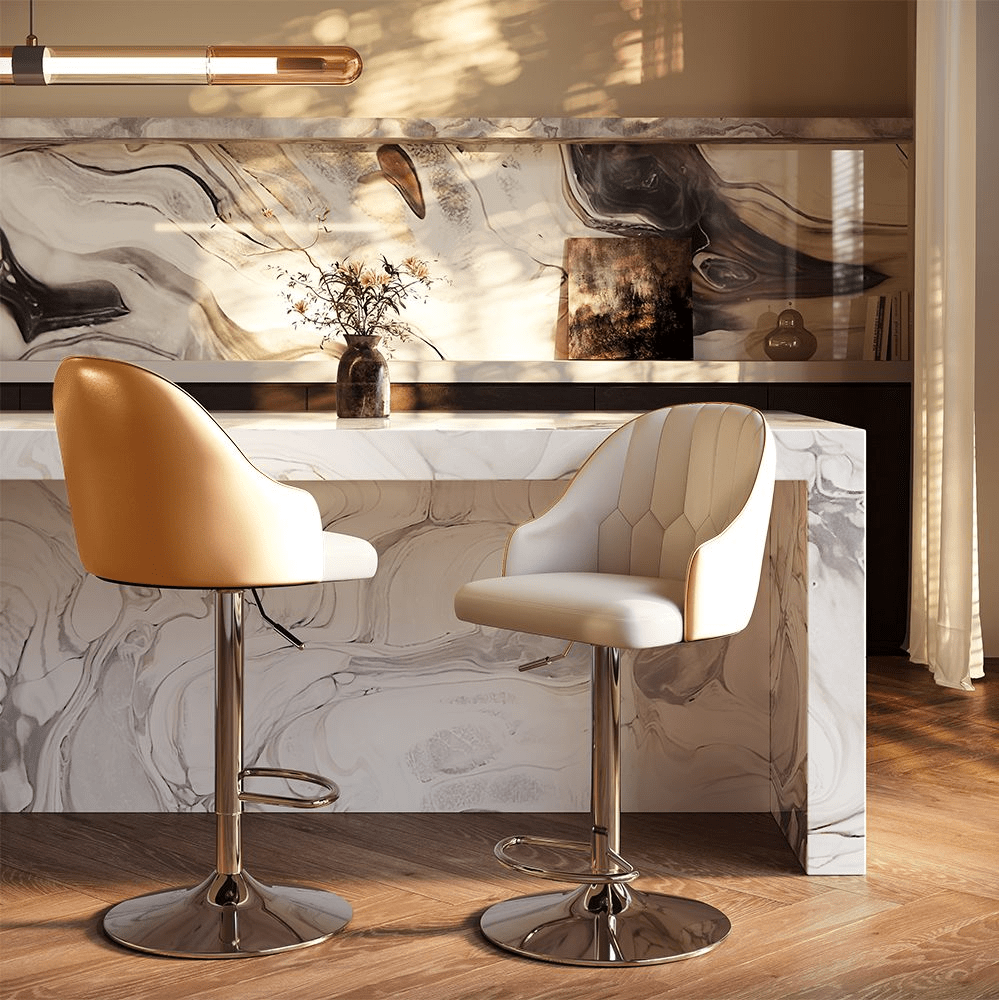 Sorelle Adjustable PU Leather Bar Stools — Set of 2 - Exclusivia