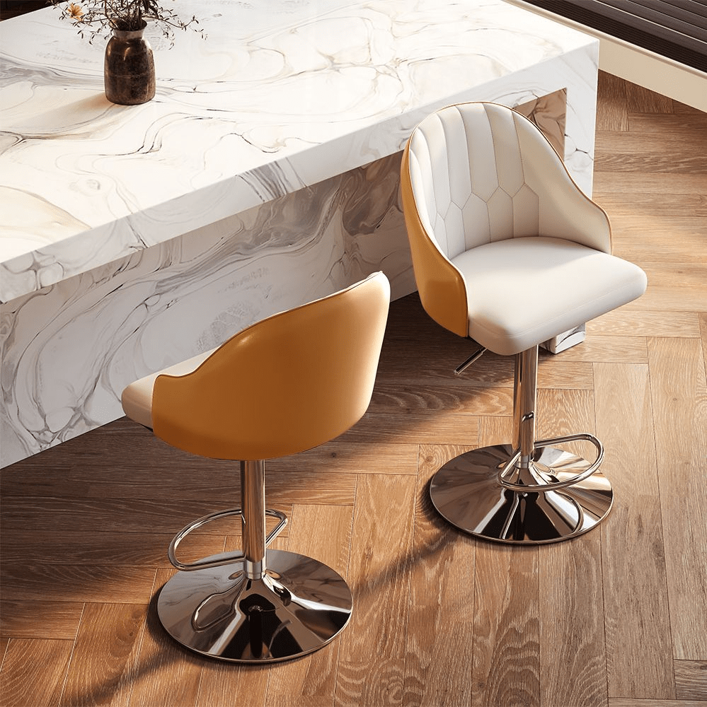 Sorelle Adjustable PU Leather Bar Stools — Set of 2 - Exclusivia