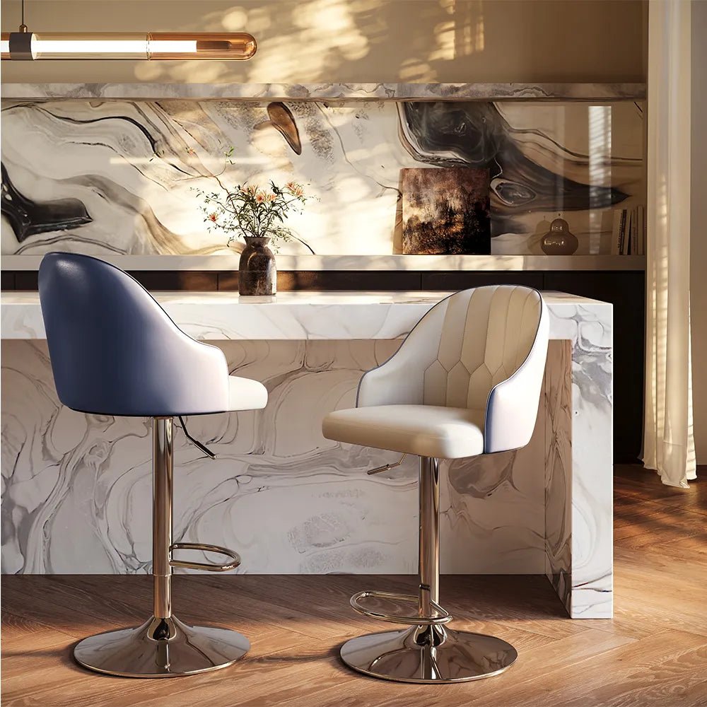 Sorelle Adjustable PU Leather Bar Stools — Set of 2 - Exclusivia