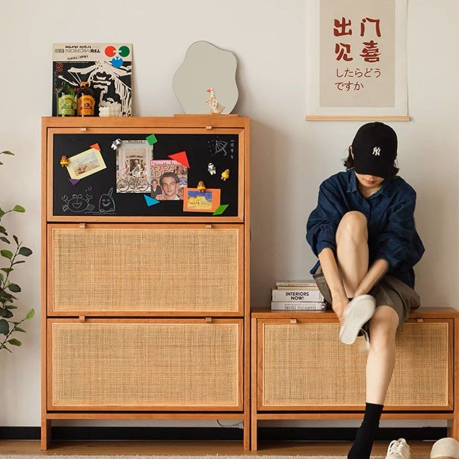 Streetline Solid Wood Ultra Thin Shoe Cabinet - Exclusivia