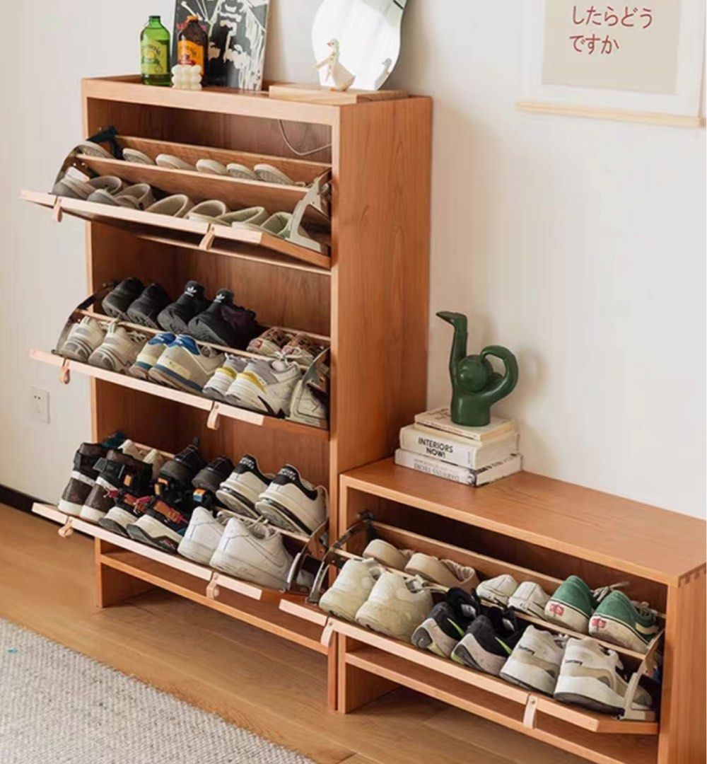 Streetline Solid Wood Ultra Thin Shoe Cabinet - Exclusivia