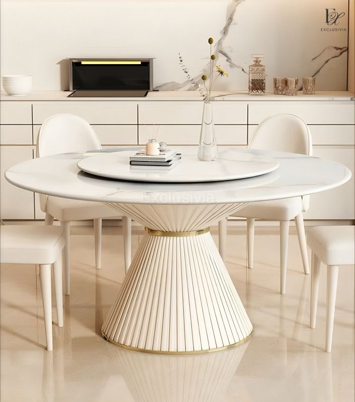 TARA Modern Sintered Stone Round Dining Table - Exclusivia