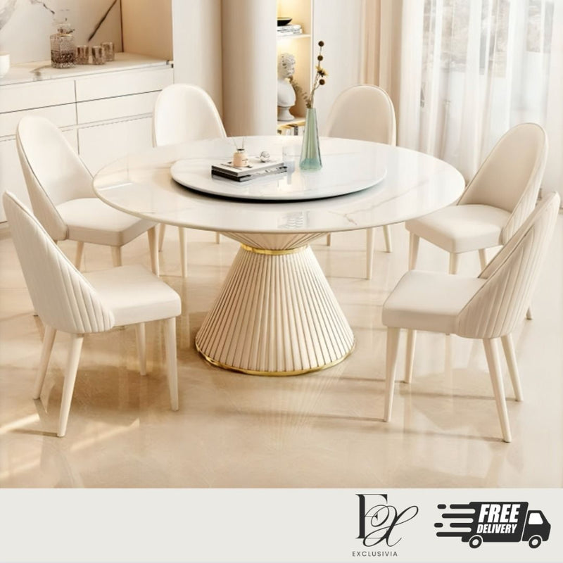 TARA Modern Sintered Stone Round Dining Table - Exclusivia