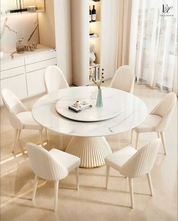 TARA Modern Sintered Stone Round Dining Table - Exclusivia