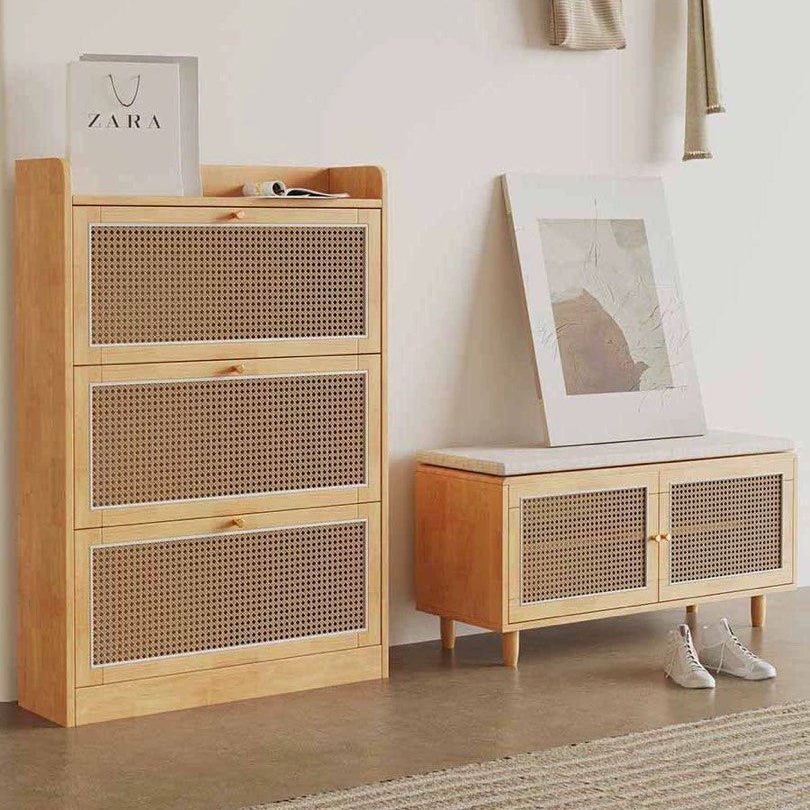 TAVEX Rattan Slim Shoe Cabinet - Exclusivia