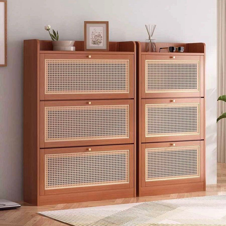 TAVEX Rattan Slim Shoe Cabinet - Exclusivia