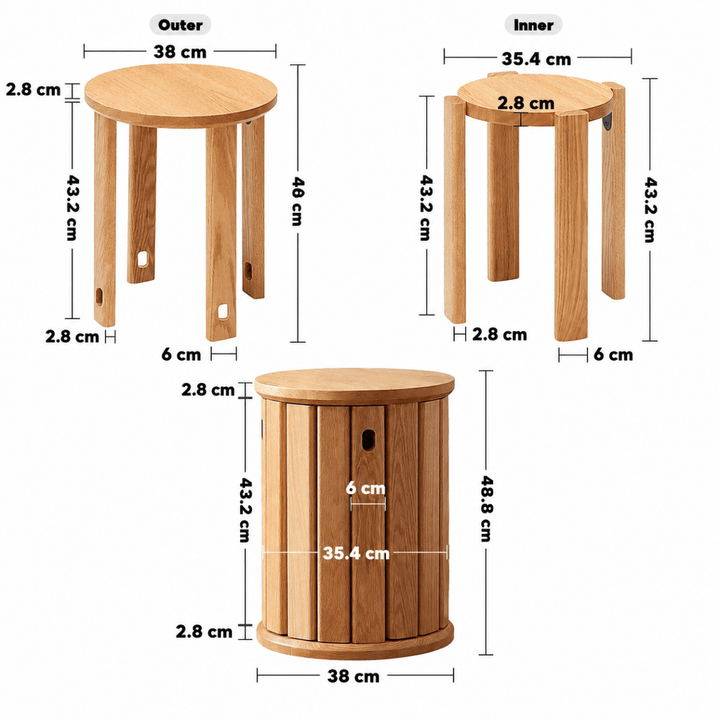 The BRIS Oak Wood Stackable Stool - Exclusivia