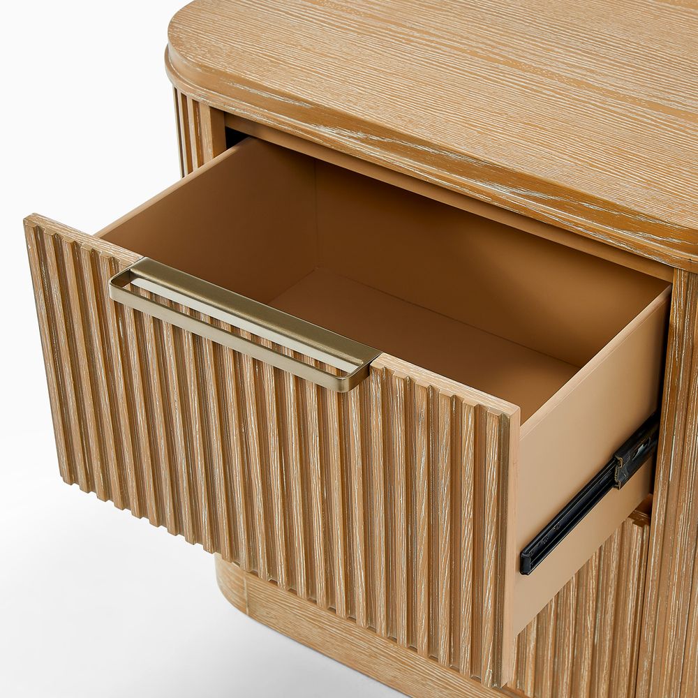 Toren 2 - Drawer Fluted Nightstand, 67 cm - Exclusivia