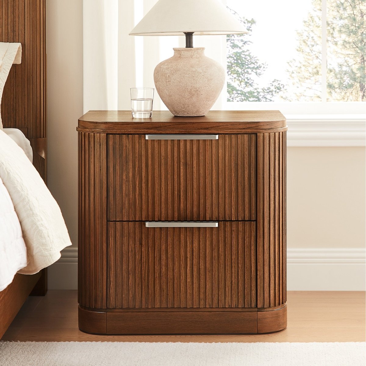 Toren 2 - Drawer Fluted Nightstand, 67 cm - Exclusivia