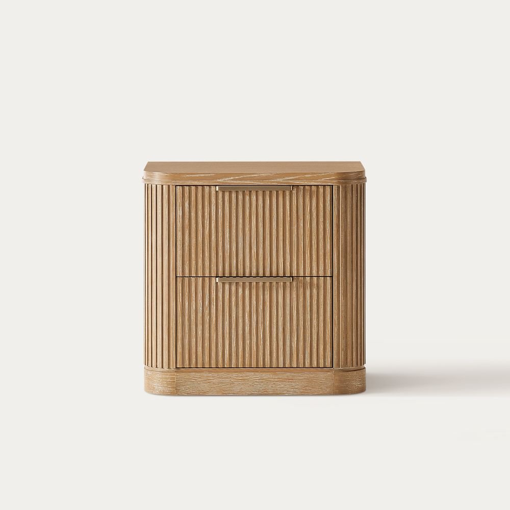 Toren 2 - Drawer Fluted Nightstand, 67 cm - Exclusivia