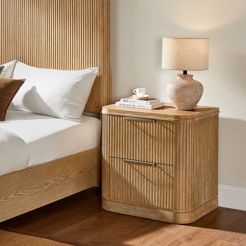 Toren 2 - Drawer Fluted Nightstand, 67 cm - Exclusivia
